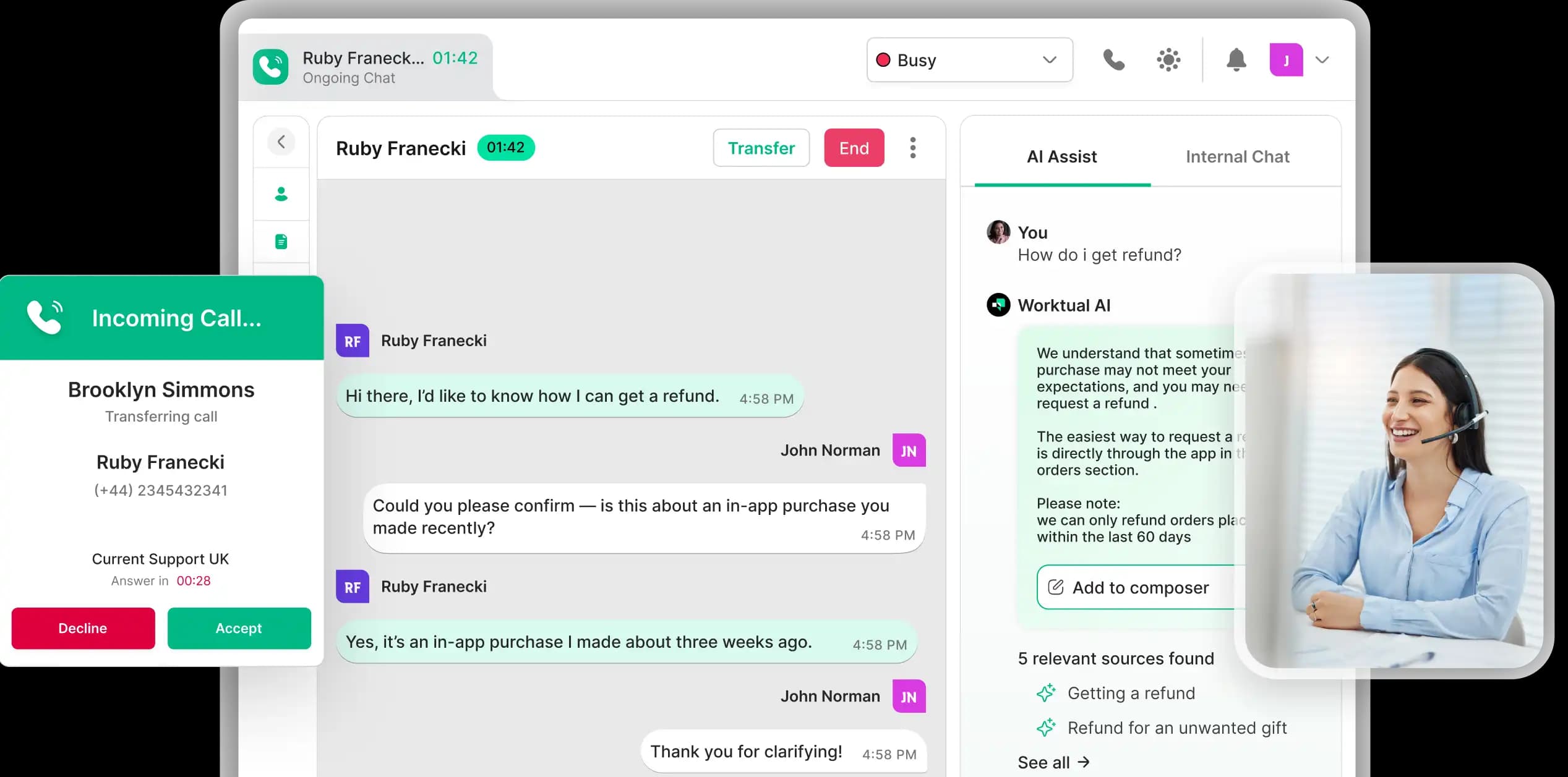 Advanced ai contact centre for customer support